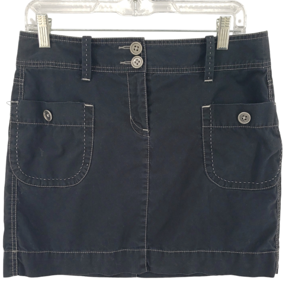 Loft Outlet Mini Skirt in Charcoal Size 4 Button Detail 100% Cotton